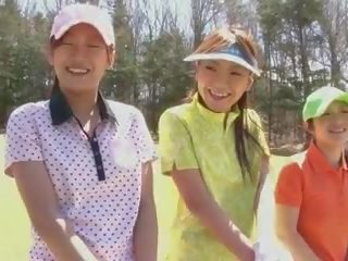 Golf street girl gets teased and creamed by two youngsters