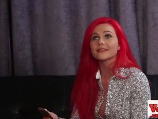 Firey redheaded voyeur babe humiliates cock