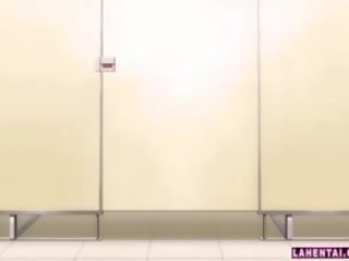 Hentai μωρό παίρνει πατήσαμε από πίσω επί δημόσιο τουαλέτα