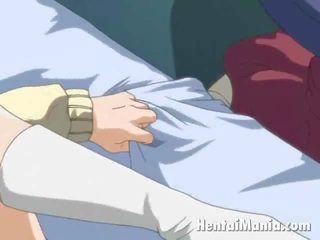 Meeldiv anime vanem kena naine saamine roosa kiilas vitt lakkus poolt tema beau