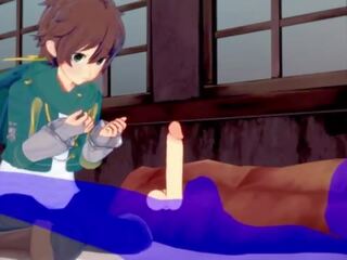Konosuba yaoi - kazuma broche com ejaculações em sua boca - japonesa asiática mangá anime jogo adulto clipe homossexual