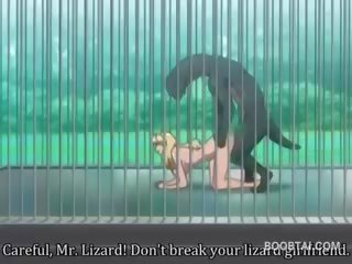 Bystiga animen lady fitta spikade hård av gigantisk vid den zoo