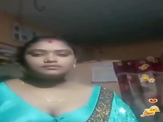 Tamil india gunging éndah wadon blue silky blouse live, reged clip 02