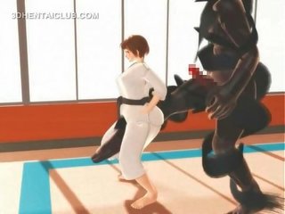 Hentai karate husmor munkavle på en massiv manhood i 3d