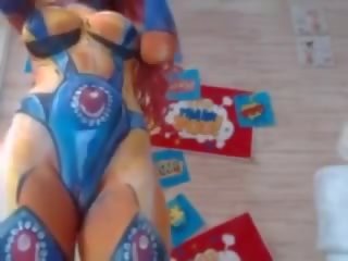 Cosplay webcam ragazza amatoriale canzonatura con dildo e anale