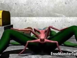Green 3d diva gets fucked hard by an alien spider