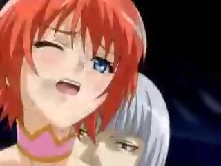 Delightful anime redhead getting jizz on her face